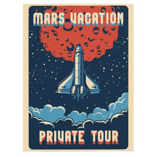 Tablou afis Mars Vacation Private Tour vintage 5385 front