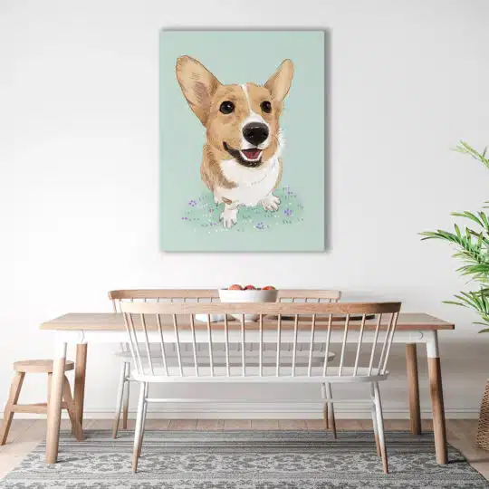 Tablou ilustratie caine Corgi 5249 bucatarie1