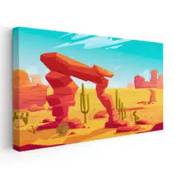 Tablou ilustratie peisaj desert cactusi 5354