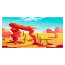 Tablou ilustratie peisaj desert cactusi 5354 front