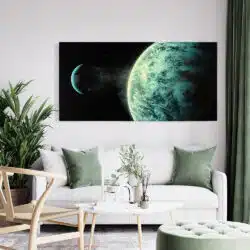 Tablou peisaj cosmic fantezie cu planeta si Pamantul in fundal 5320 living modern