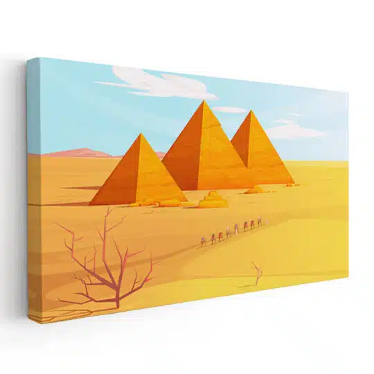 Tablou peisaj desert piramide caravana 5355