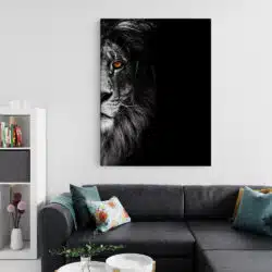 Tablou portret leu fundal negru 5285 living 2