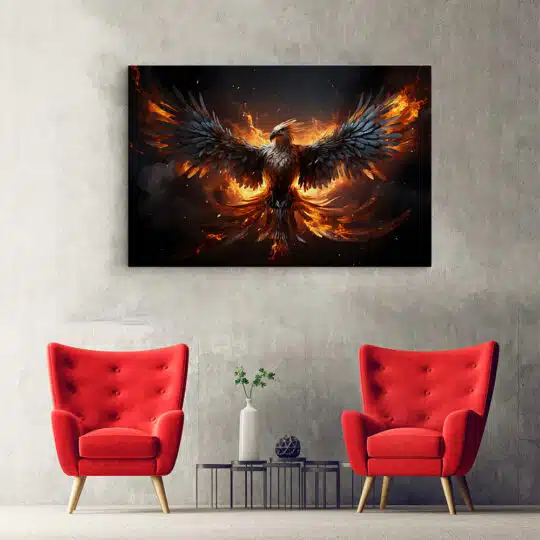 Tablou pasare phoenix in flacari poster 5511 hol