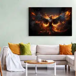 Tablou pasare phoenix in flacari poster 5511 living 1