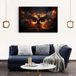 Tablou pasare phoenix in flacari poster 5511 living modern 2