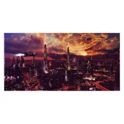 Tablou peisaj urban nocturn metropola futurista 5494 front