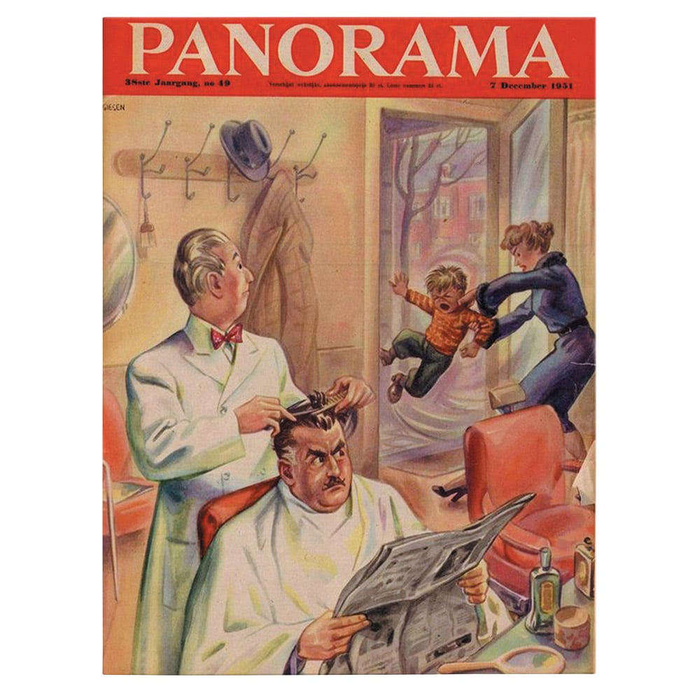 Barber Shop Tablou Panorama Vintage - Material produs:: Tablou canvas pe panza CU RAMA, Dimensiunea:: 70x100 cm