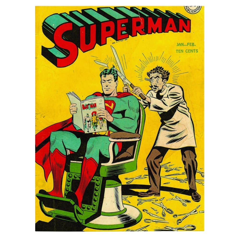 Tablou Barber Shop Superman Vintage - Material produs:: Tablou canvas pe panza CU RAMA, Dimensiunea:: 70x100 cm