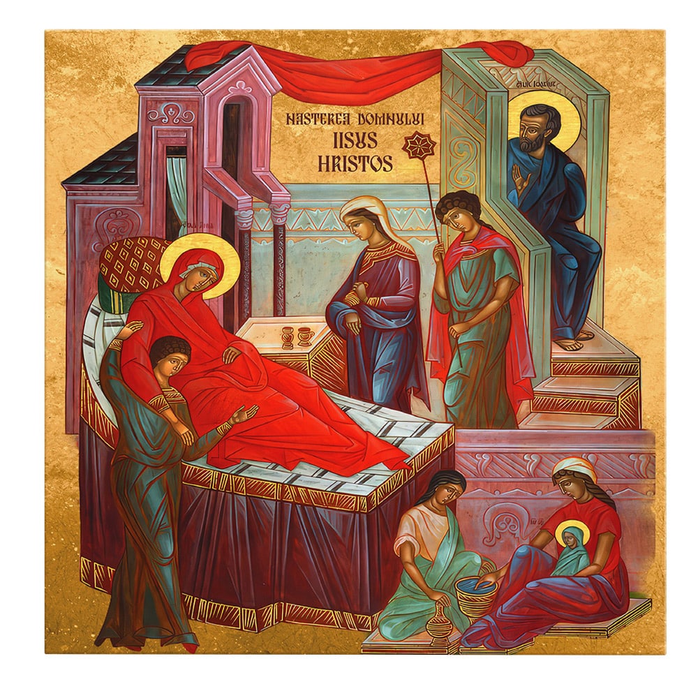 Icoana Nasterea Domnului Iisus Hristos - Material produs:: Tablou canvas pe panza, Dimensiunea:: 60x60 cm