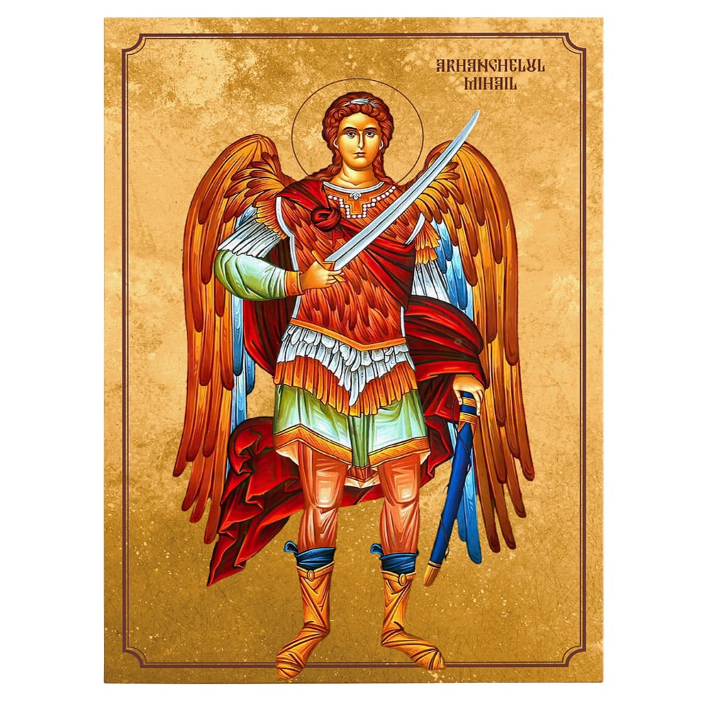 Icoana Sfintul Mihail Mihai Arhanghel - Material produs:: Tablou canvas pe panza, Dimensiunea:: 20x30 cm