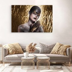 Machiaj auriu creativ tablou portret femeie