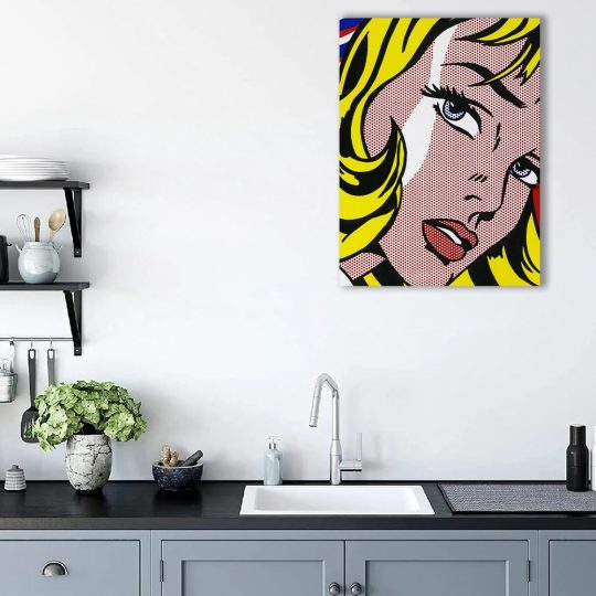 Sablon imagine 4x3 portret bucatarie - Afis Poster portret pop art femeie blonda pentru living casa birou bucatarie livrare in 24 ore la cel mai bun pret.