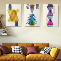 Set 3 tablouri Boho forme abstracte geometrice 2775 Living