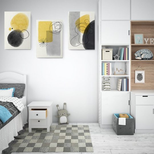 Set 3 tablouri Boho minimalism forme abstracte 2768 dormitor