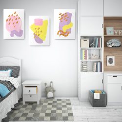 Set 3 tablouri Boho minimalism forme abstracte 2772 dormitor
