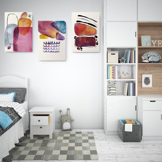 Set 3 tablouri Boho minimalism forme abstracte 2776 dormitor