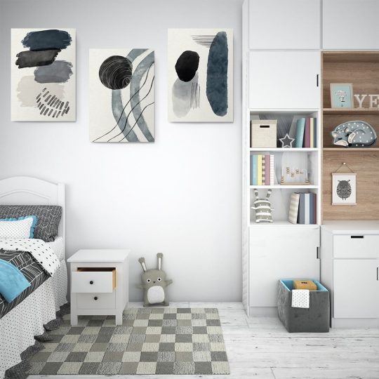 Set 3 tablouri Boho minimalism forme abstracte 2783 dormitor