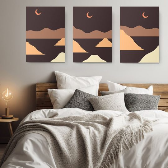 Set 3 tablouri Boho minimalism peisaj 2845 dormitor
