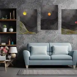 Set 3 tablouri Boho minimalism peisaj abstract 2855 Living