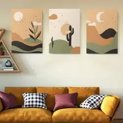 Set 3 tablouri Boho minimalism peisaj desert 2848 Living