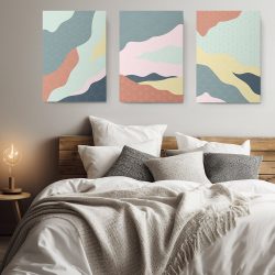 Set 3 tablouri Boho minimalism peisaj detaliu 2851 dormitor