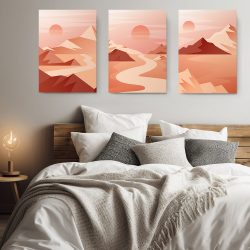 Set 3 tablouri Boho minimalism peisaje munti 2864 dormitor