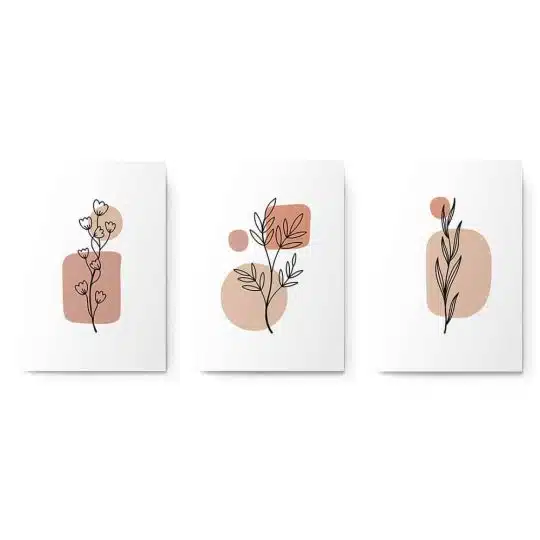 Set 3 tablouri Boho minimalism plante 2791