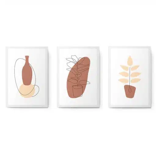 Set 3 tablouri Boho minimalism plante 2799