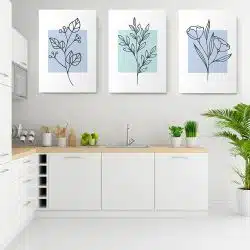 Set 3 tablouri Boho minimalism plante variate 2807 bucatarie