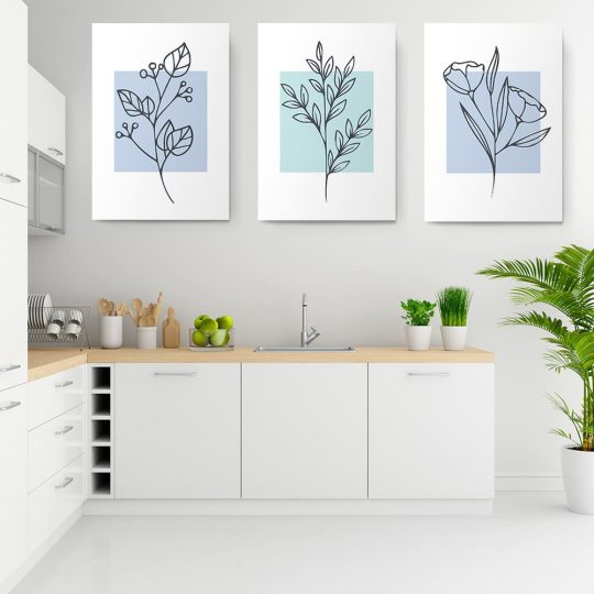 Set 3 tablouri Boho minimalism plante variate 2807 bucatarie
