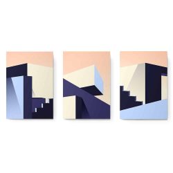 Set 3 tablouri arhitectura moderna structuri geometrice 2825