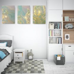 Set 3 tablouri canvas abstract imitatie marmura 2741 Dormitor