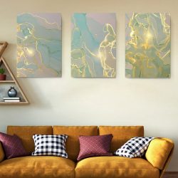Set 3 tablouri canvas abstract imitatie marmura 2741 Living