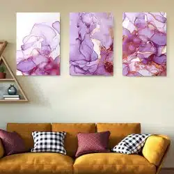 Set 3 tablouri canvas abstract imitatie marmura 2742 Living