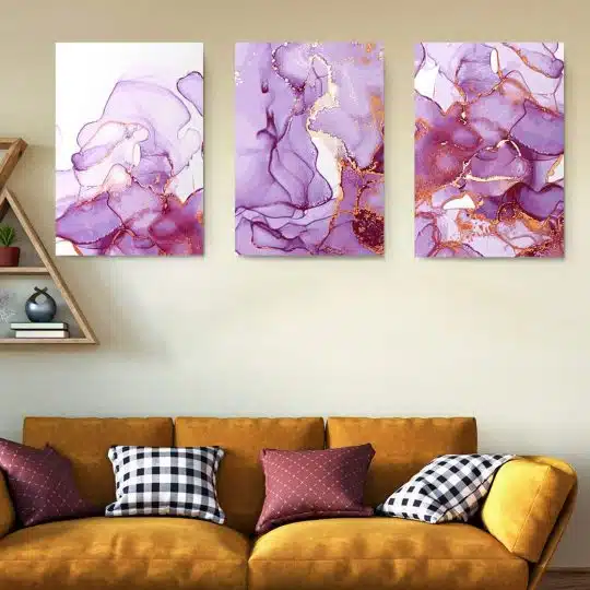 Set 3 tablouri canvas abstract imitatie marmura 2742 Living