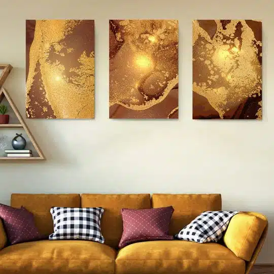 Set 3 tablouri canvas abstract imitatie marmura 2743 Living