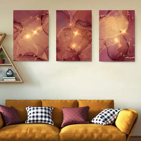 Set 3 tablouri canvas abstract imitatie marmura 2744 Living