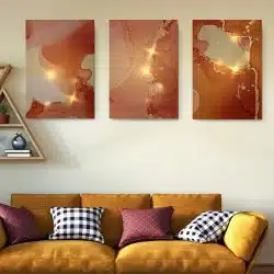 Set 3 tablouri canvas abstract imitatie marmura 2746 Living