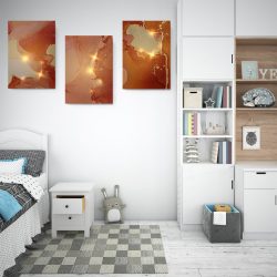 Set 3 tablouri canvas abstract imitatie marmura 2746 dormitor