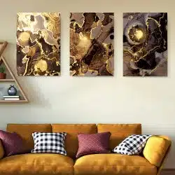 Set 3 tablouri canvas abstract imitatie marmura 2747 Living