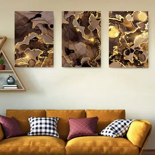 Set 3 tablouri canvas abstract imitatie marmura 2749 Living