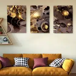 Set 3 tablouri canvas abstract imitatie marmura 2750 Living