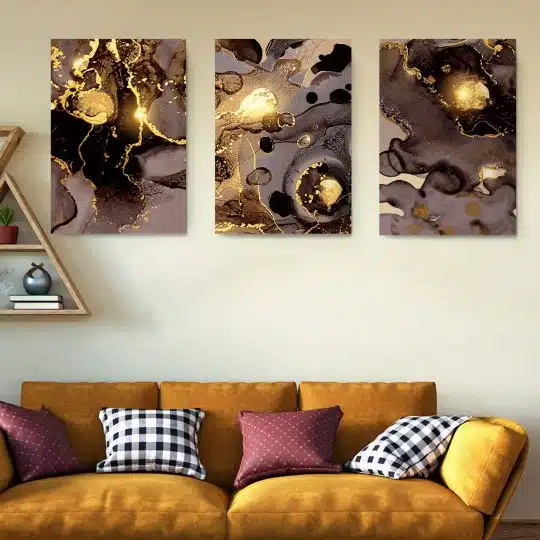 Set 3 tablouri canvas abstract imitatie marmura 2750 Living