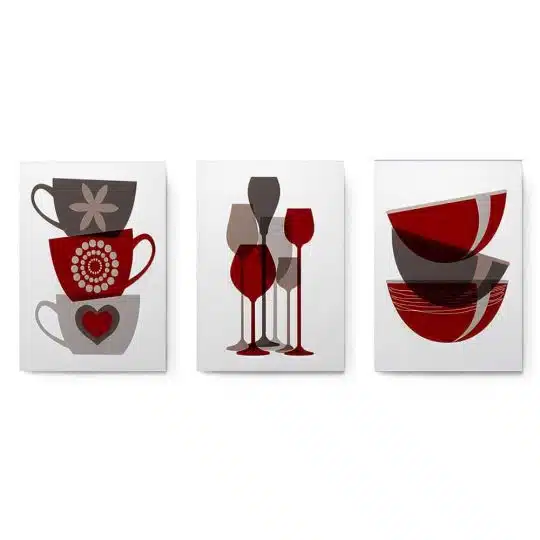 Set 3 tablouri cesti cafea pahare multicanvas 2996