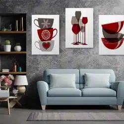 Set 3 tablouri cesti cafea pahare multicanvas 2996 Living