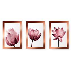 Set 3 tablouri floare lotus multicanvas 2992