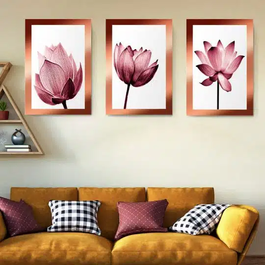 Set 3 tablouri floare lotus multicanvas 2992 Living