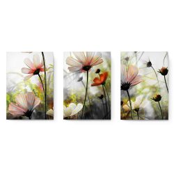 Set 3 tablouri flori detaliu multicanvas 2995