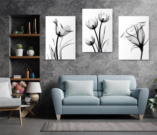 Set 3 tablouri flori multicanvas 3012 Living